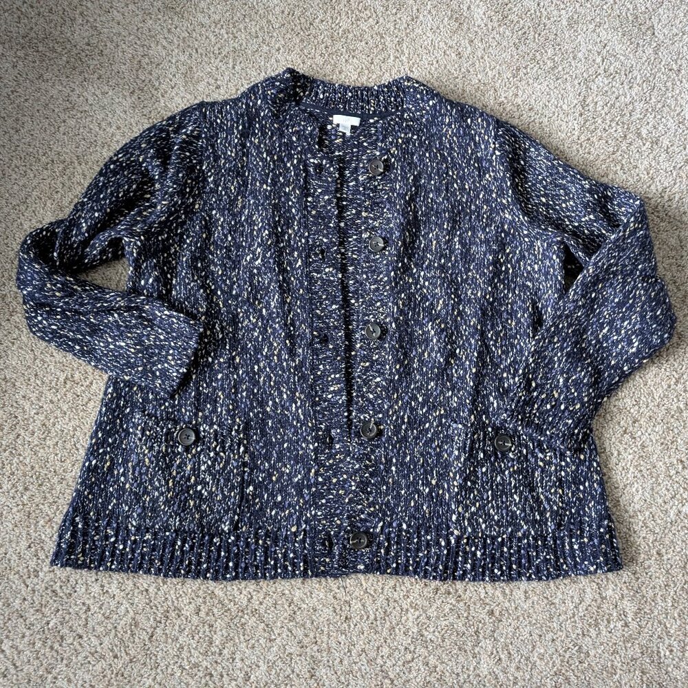 J. Jill Blue and White Cardigan Sweater